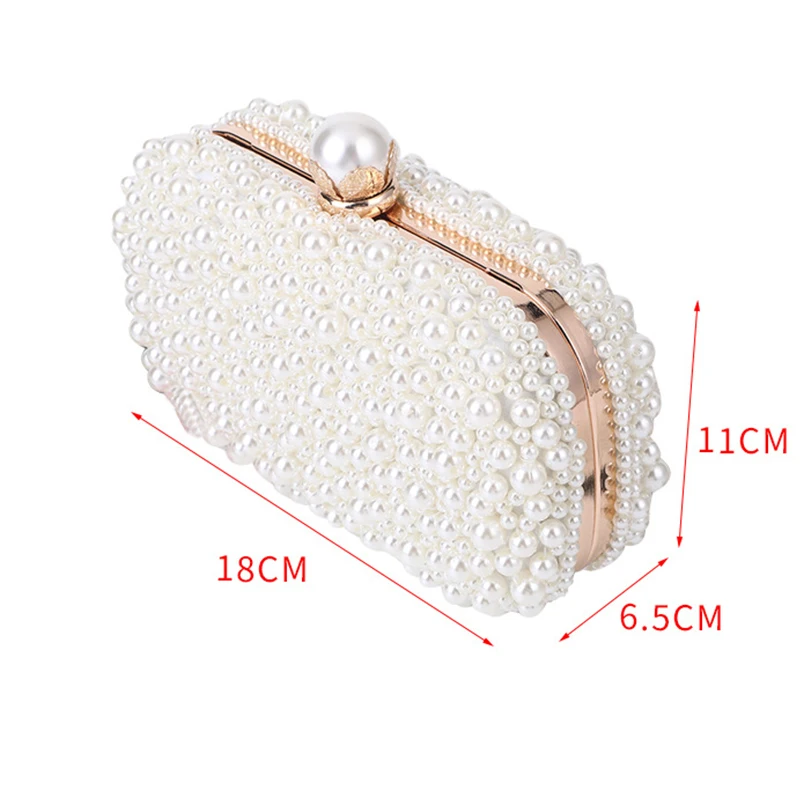 White Pearl Wedding Clutch Bag Party Purse and Handbag Women\'s Evening Bag Luxury Design Chain Shoulder Bag ZD1833