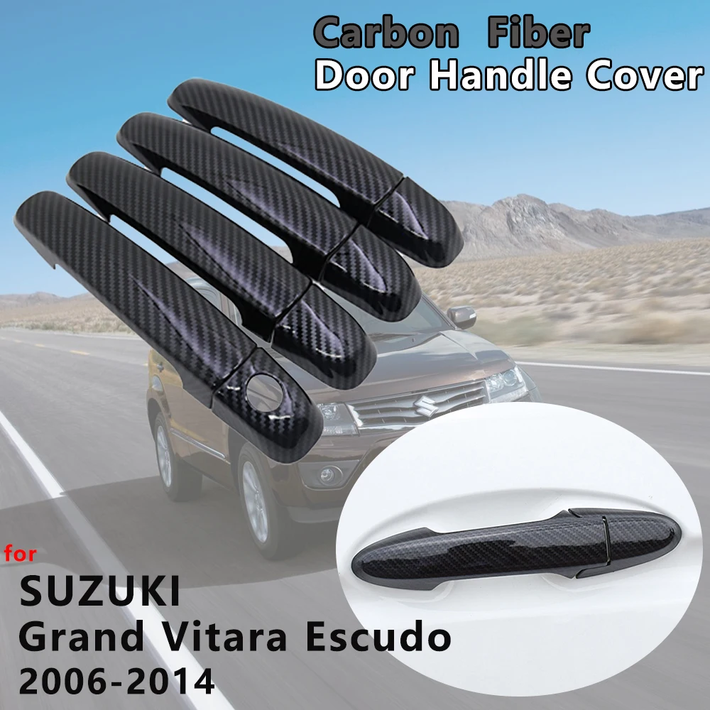 for Suzuki Grand Vitara Nomade Escudo 2006 2007 2008 2009 2010 2011 2012 2013 2014 Carbon Fiber Door Handle Cover Accessories