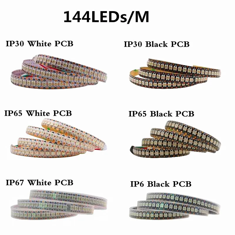 WS2812B Pixel RGB LED Strip 5V 144leds/m Individually Addressable Programmable SK6812 2812 Digital Full Color Lamp Tape 0.5M 1M