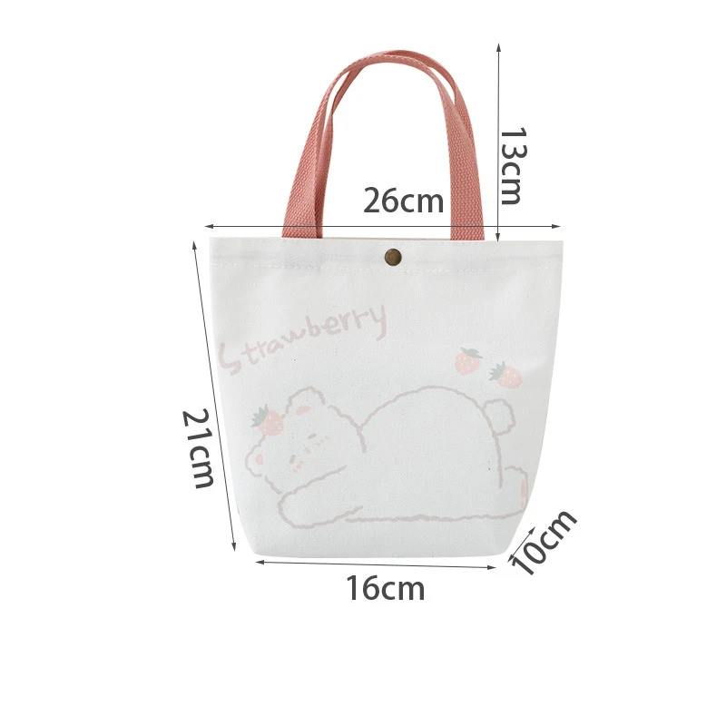 Women\'s Foldable Canvas Shopper Storage Bag Cartoon Printing Large Capacity Hasp Shoulder Bags Girls Portable Travel Handbags