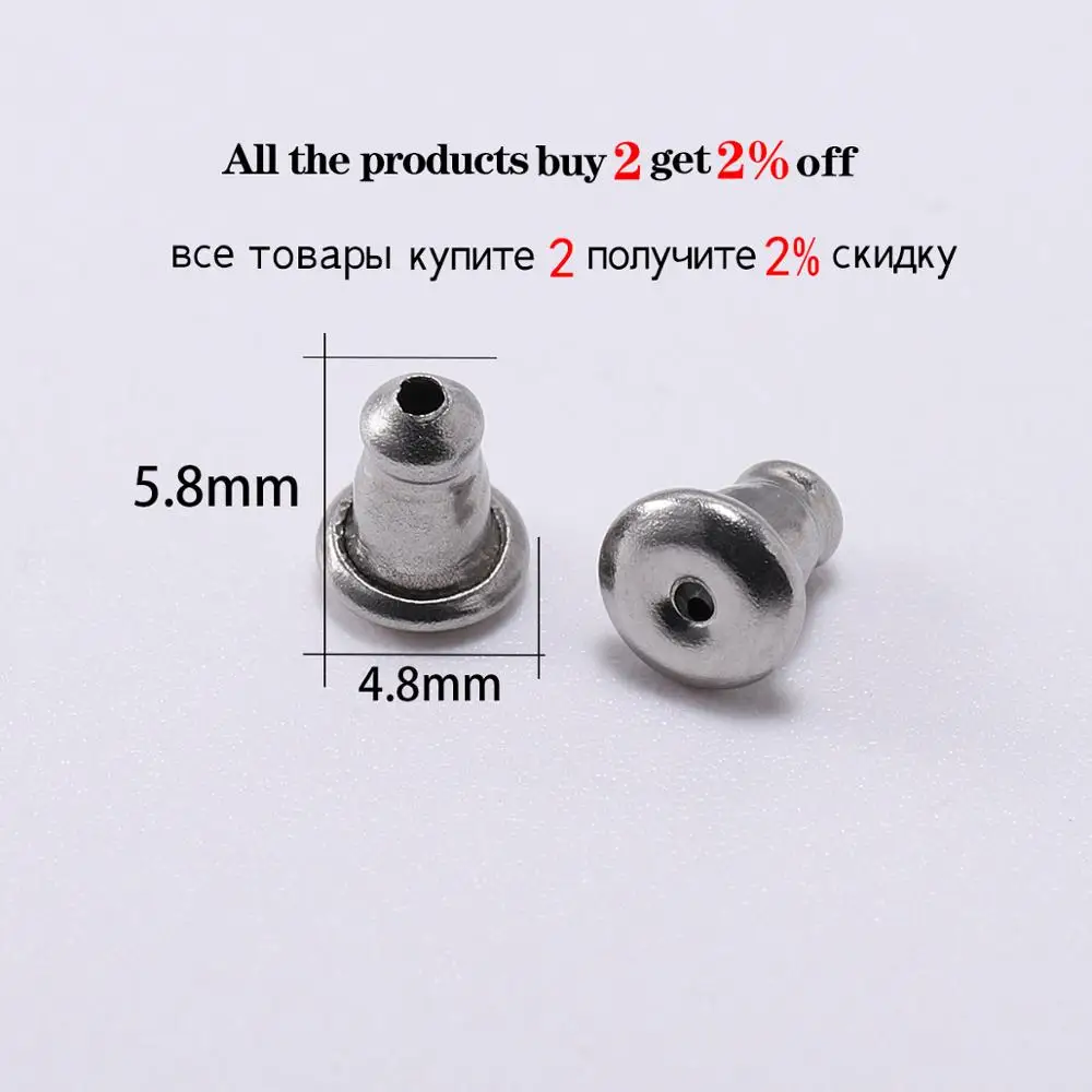 50pcs/lot Bullet Shape Stainless Steel Earring Backs Stopper Earrings Plastic Ear Plug Earnuts For DIY Jewelry Makings Supplies