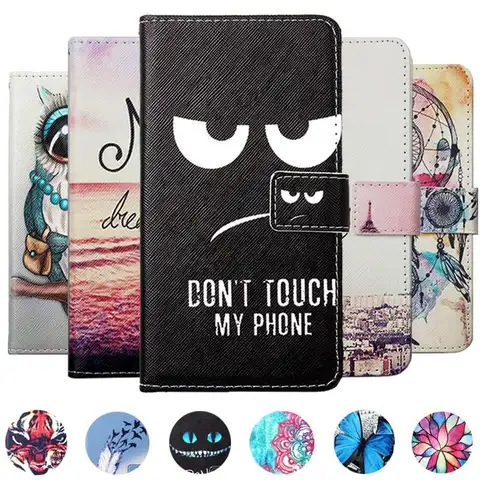 Para microsoft lumia 650 430 435 532 540 550 640 950 sim duplo xl caso do telefone pintado flip couro do plutônio titular protetor capa