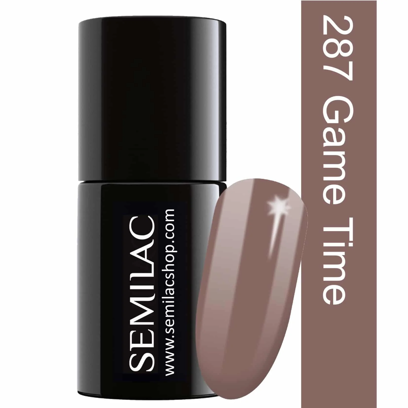 Semilac Game Time 287 semi-permanent coverage, UV hybrid nail polish texture Gel