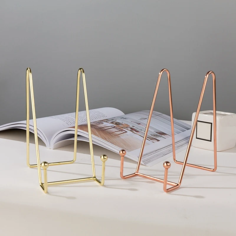 Display Stand Nordic Style Bracket Simple Reading Bookshelf Easel Exquisite Stand Metal Book Magazine Photo Book-Reading