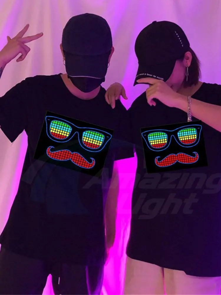 Christmas Music Party Light Up El Panel T-shirt Music Sound Activated Flashing El Panel For T-shirt