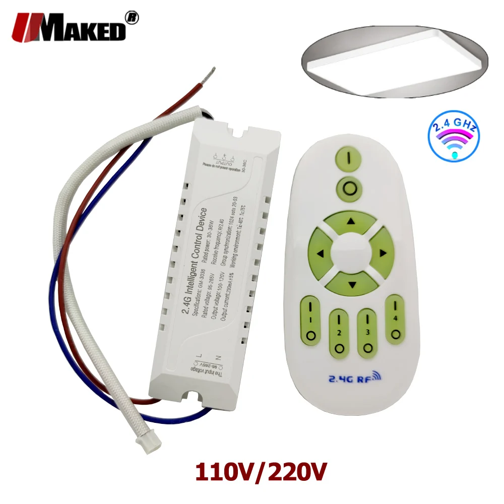 2Set 110/220V LED Driver Intelligent 2.4G Wireless RF Remote Controller lighting Transformers 30-36W Dimmable For Ceiling Lamps