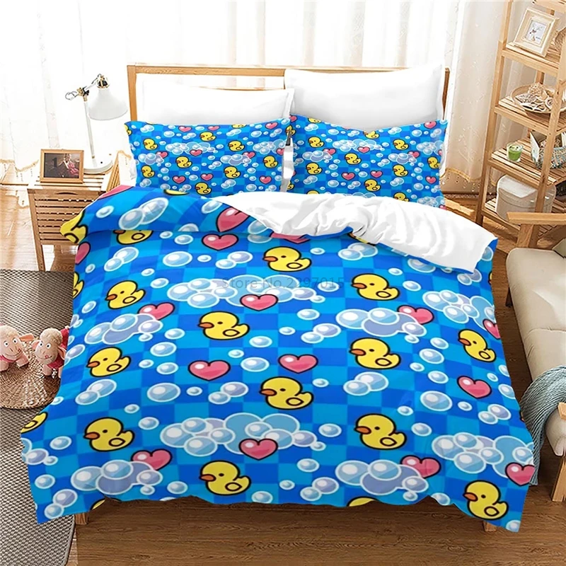 Cute Little Yellow Duck 3D Bedding Set Print Duvet Cover Set with Pillowcase Home Textile Twin Full Queen King Size Bed Sets