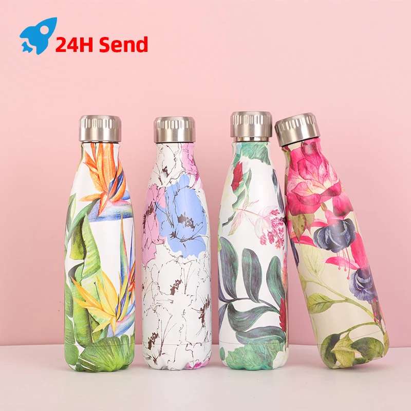 

500ML Creative Pink Stainless Steel Water Bottle Double Wall Thermos Teacup Coffee Travel Sports Drink Bottle Insulated Cup Gife