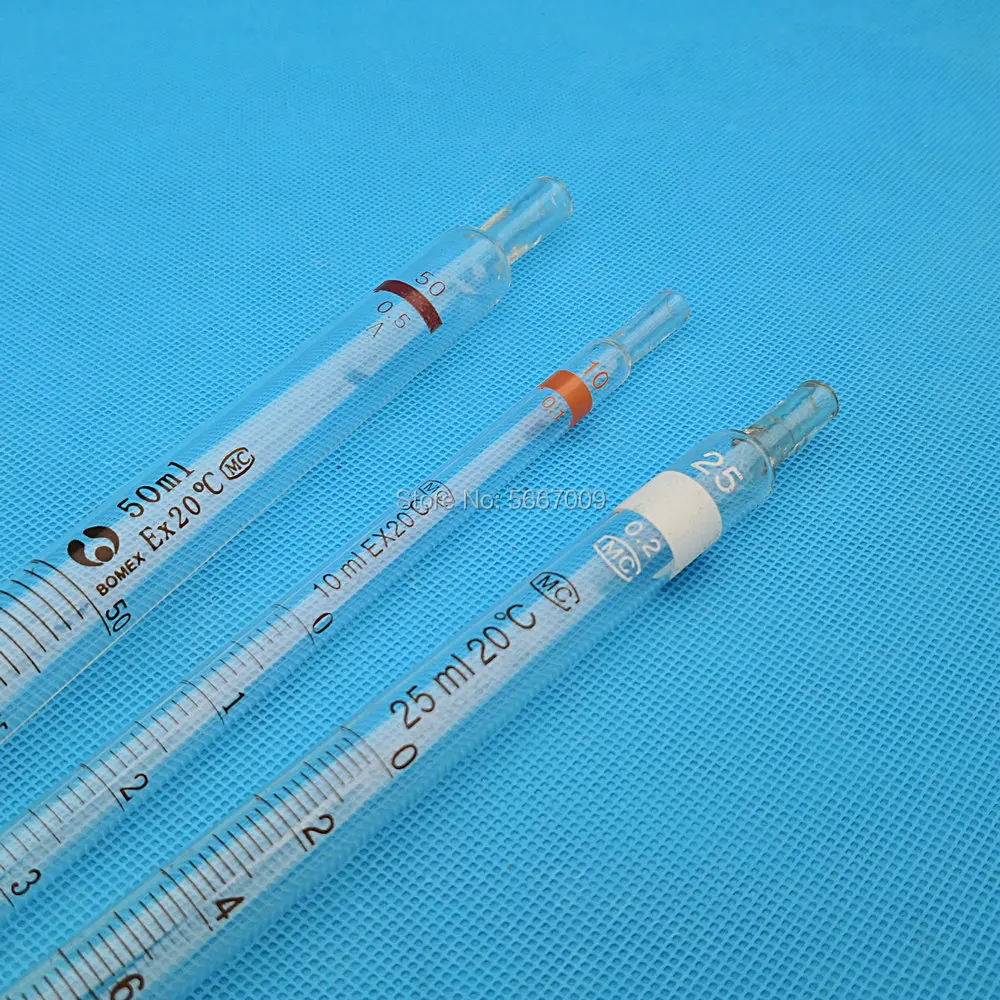 5pcs 10pcs 0.1ml to 50ml Glass Graduated Pipette with color mark Glass Dropper Pipet Tube transfer Pipette