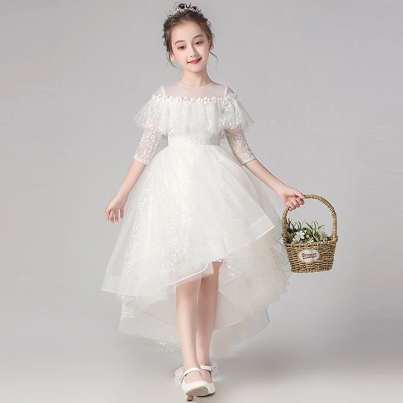 Flower girl net yarn small floral fluffy wedding dress dress skirt girl school graduation party dress communion dress