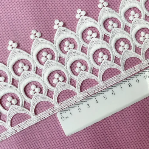 Imagen 2 del producto 2 yardas 9cm de ancho CuteScallop bordado de seda de leche tela de encaje Soluble en agua DIY vestido costura ajuste cintura banda accesorio de ropa