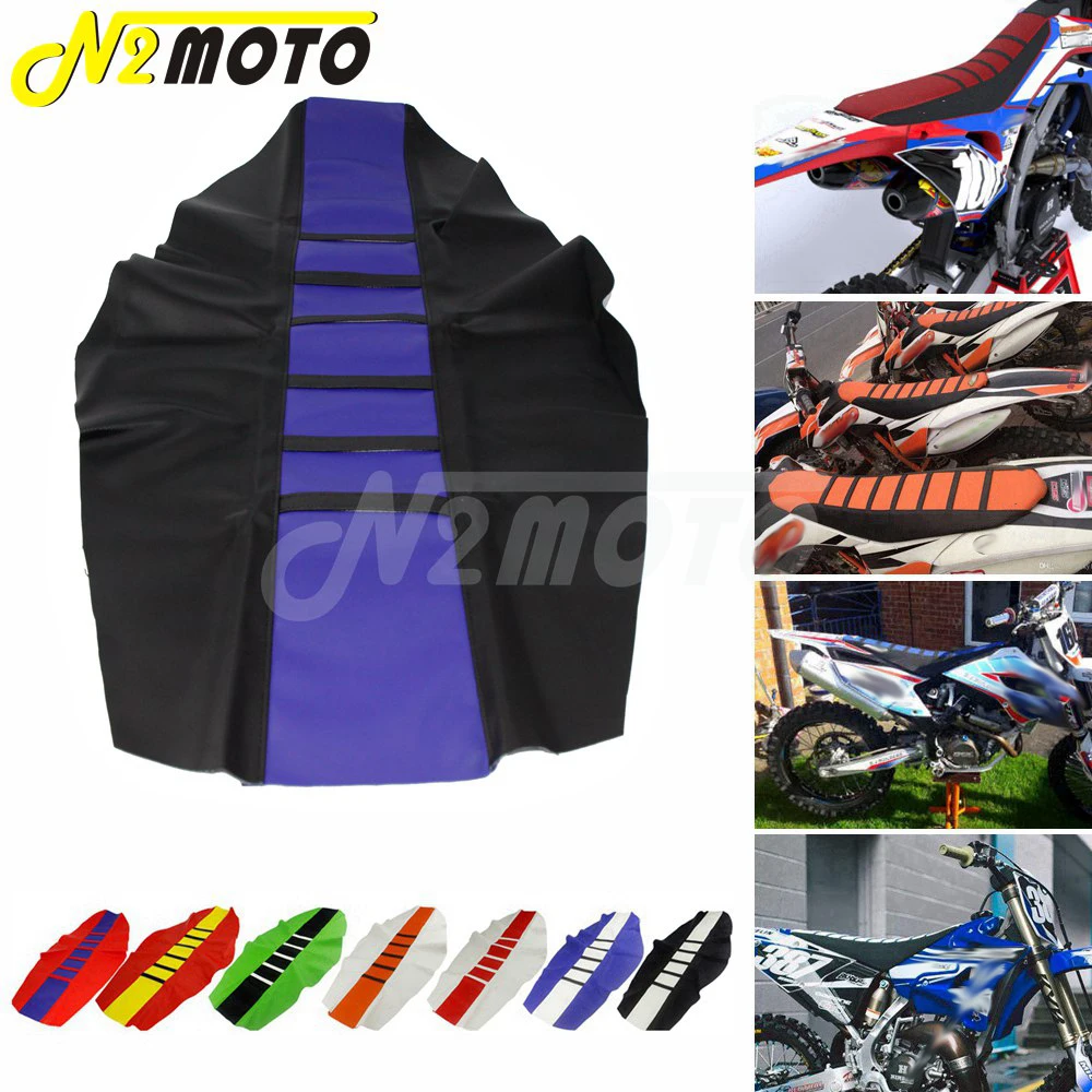 Universal Motocross Ribbed Gripper Soft Seat Cover Traction For Kawasaki KX KLX KFX KDX 65 80 85 125 250 250 450 450 150 F/R/S