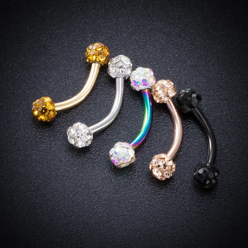Bling Curved Barbell Eyebrow Rings Piercing