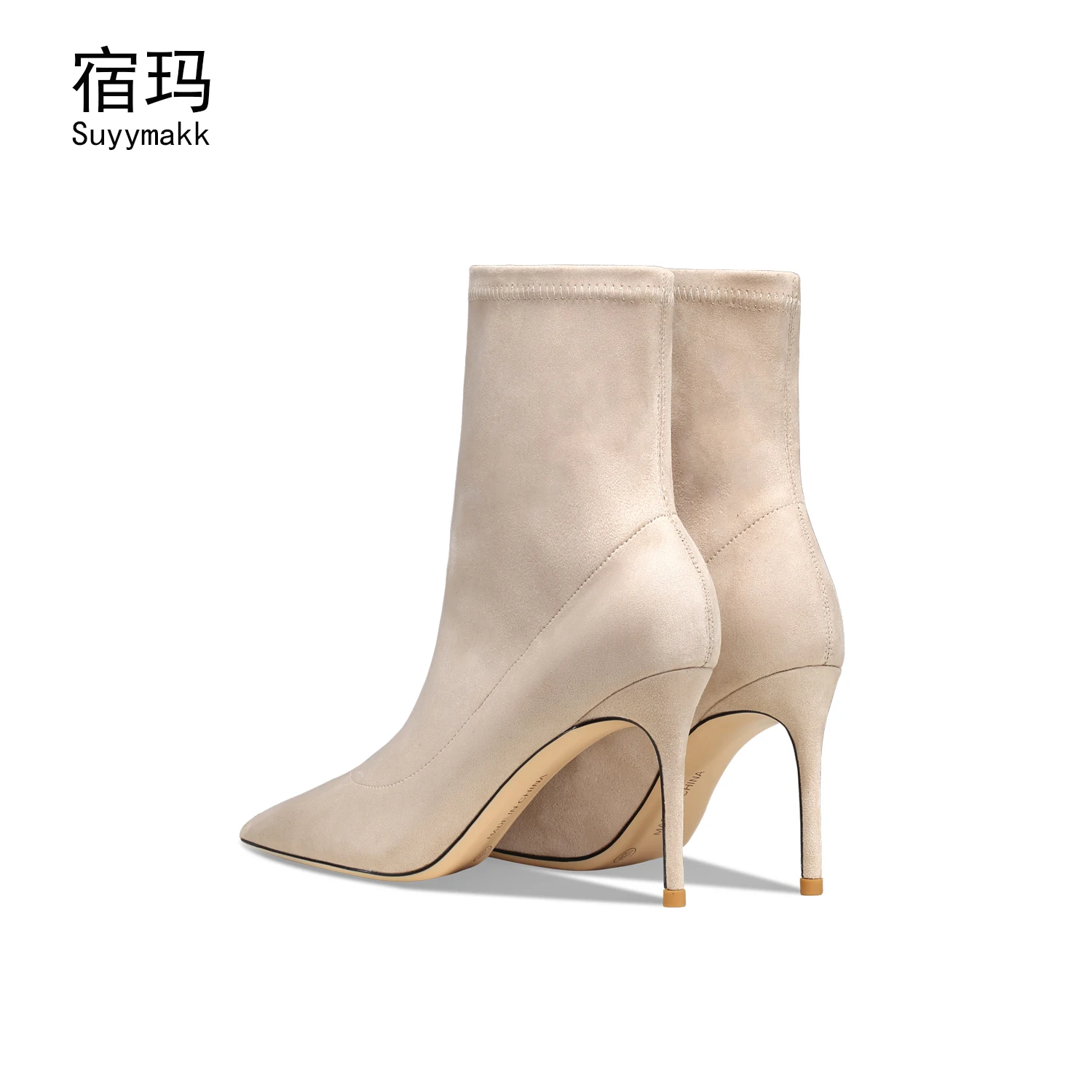 Women's High Boots 2026 New Autumn Warm Elastic Sock Boots Pointed Toe Heel High Black Suede Winter Ankle Stiletto Sexy Boots