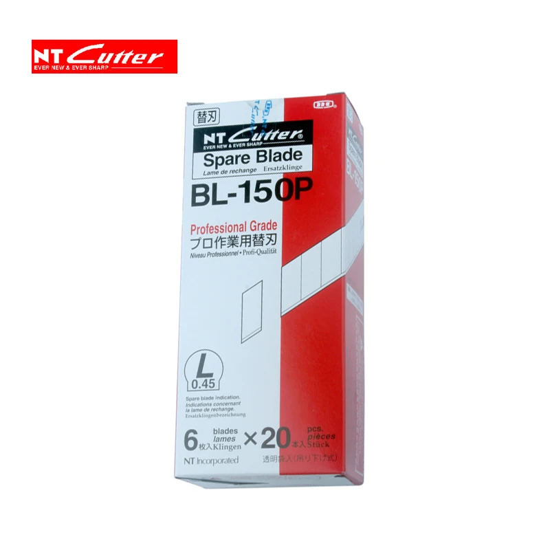 Spessore medio della lama 120 pz/scatola 6 pz/borsa 0.45MM della lama della sostituzione di grado di larghezza 58 della lama 18MM di arte della taglierina del giappone NT grande