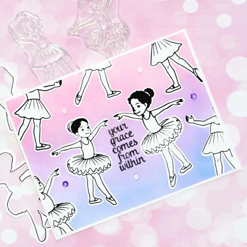 

Dancing Girls Ballerina Metal Cutting Dies and Coordinating Stamps For Scrapbooking Craft Die Cut Card Making Embossing Stencil