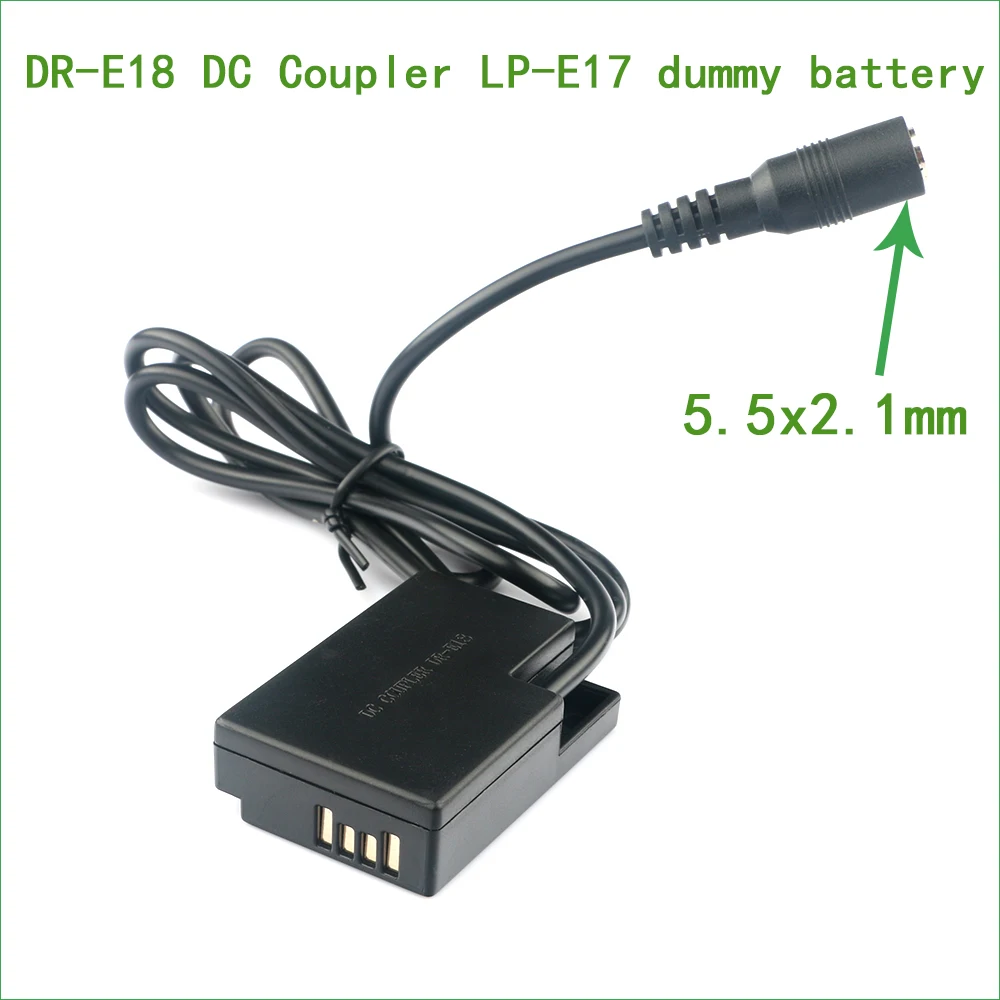 DR-E18 DC Coupler LP-E17 Dummy Battery Fit Power for Canon EOS R50 R8 77D 200D II 250D 750D 760D 800D 850D 8000D 9000D RP