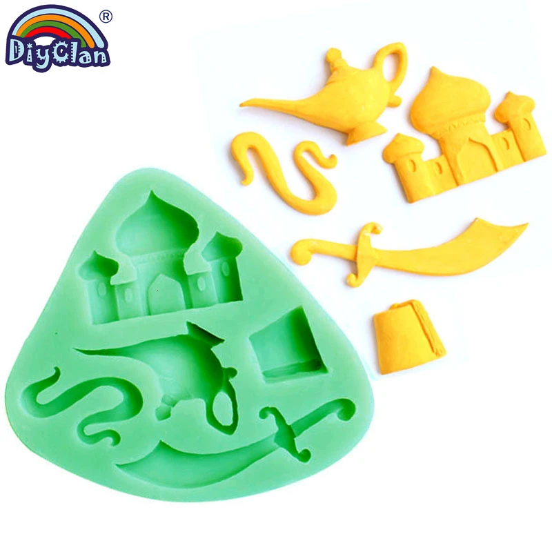 Mosque Magic Lamp Sugar Craft  Chocolate Silicone Mold For Muslim Architecture Fondant Cake Decoration Polymer Clay Pot Castle