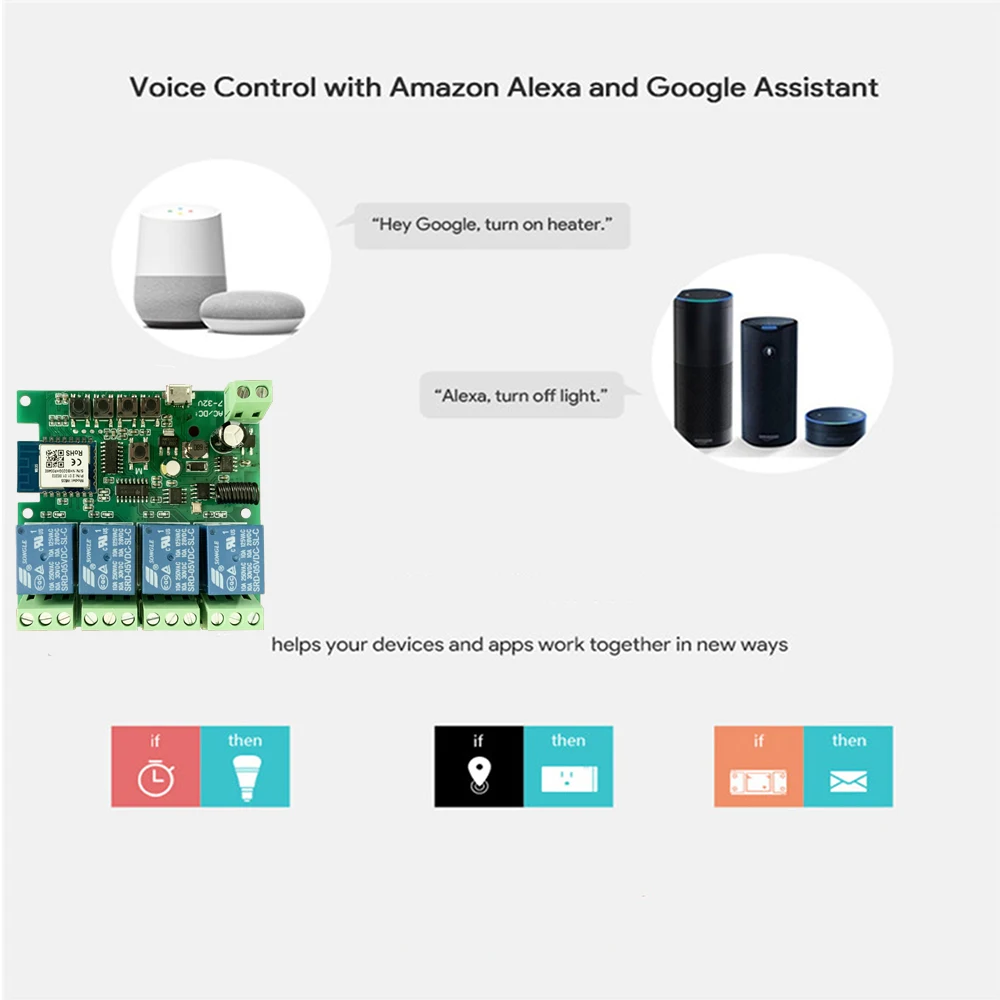 Tuya Smart Life, interruttore Smart Light Wifi, modulo Wifi, 4CH DC 5/12/32V Inching RF433 ricevi 10A relè lavora con Alexa Google Home