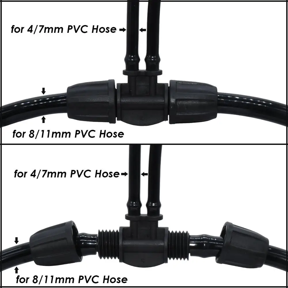 KESLA 5 sztuk ogród nawadniania kropelkowego 4-drożny wąż podlewania złącze w/ Lock 3/8 \'\'do 1/4\'\' dla 8/11 do 4/7mm rury kolczasty adaptery