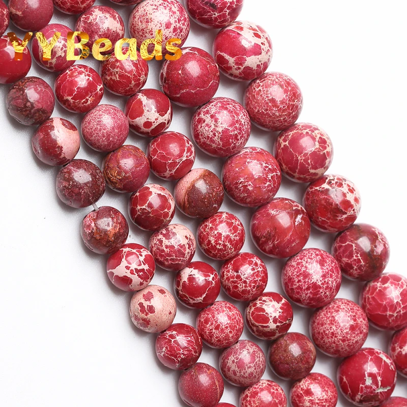 Magenta Red Sea Sediment Turquoises Stone Beads 4-12mm Imperial Jaspers Round Loose Beads For Jewelry Making Bracelets Ear Studs