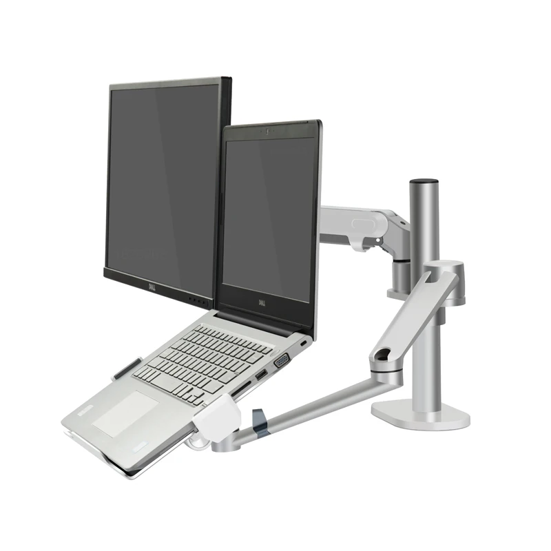 Soporte de aluminio de altura ajustable para ordenador de escritorio, brazo de montaje de movimiento completo de doble brazo para Monitor de 17-32 pulgadas y 12-17 pulgadas, OL-3S