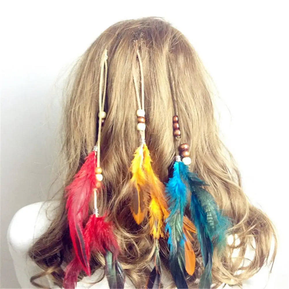 1 Pc New Women Girls Headdress Hair Ornaments BB Clip Feathers Indian Style Feather Hair Tassel Hair Piece Accessories Barrettes