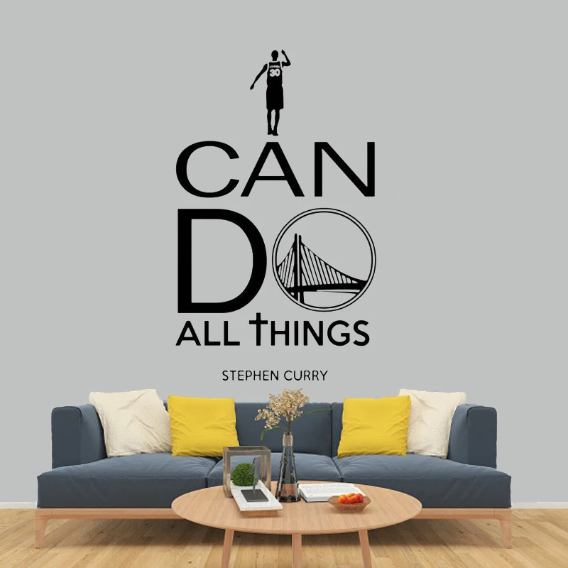 I Can Do All Things Wall Decal Sign Stephen Curry Quote Vinyl Sticker Basketball Poster Gym Sport Motivational Wall Decor image 5