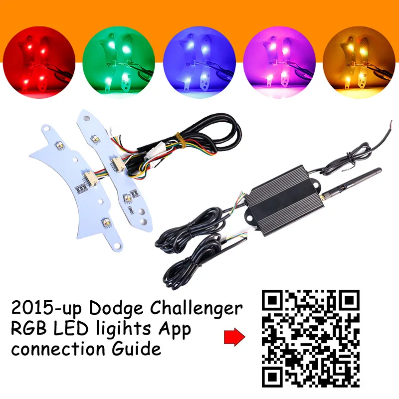 Bluetooth APP Remote Control RGBW MultiColor LED DRL Headlight Circuit Board Light Kit For 2015-2018 Dodge Challenger Error Free