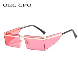 New Small Rimless Sunglasses Women Fashion Punk Square Sunglasses Men Eyewear Retro Rectangle Glasses For Female Shades UV400