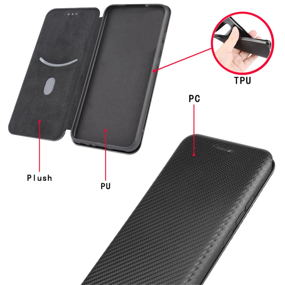 For Nokia C10 C20 Case Luxury Flip Carbon Fiber Skin Magnetic Adsorption Case For Nokia C 10 C 20 NokiaC10 NokiaC20 Phone Bags view 5