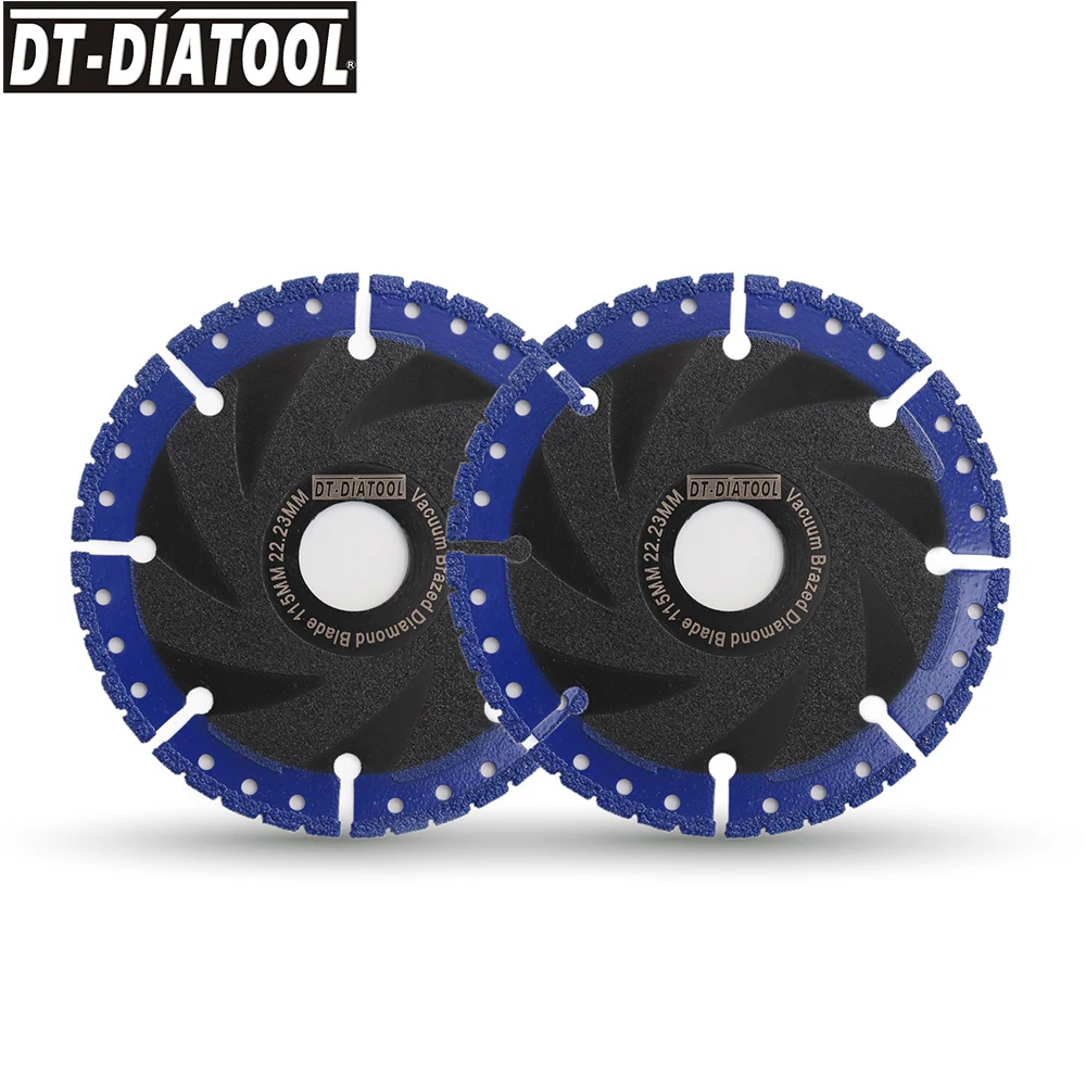 DT-DIATOOL 2pcs Dia 115mm/4.5inch Vacuum Brazed Diamond  Cutting Discs All Purpose Saw Blades Demolition Blade Steel Metal Blade