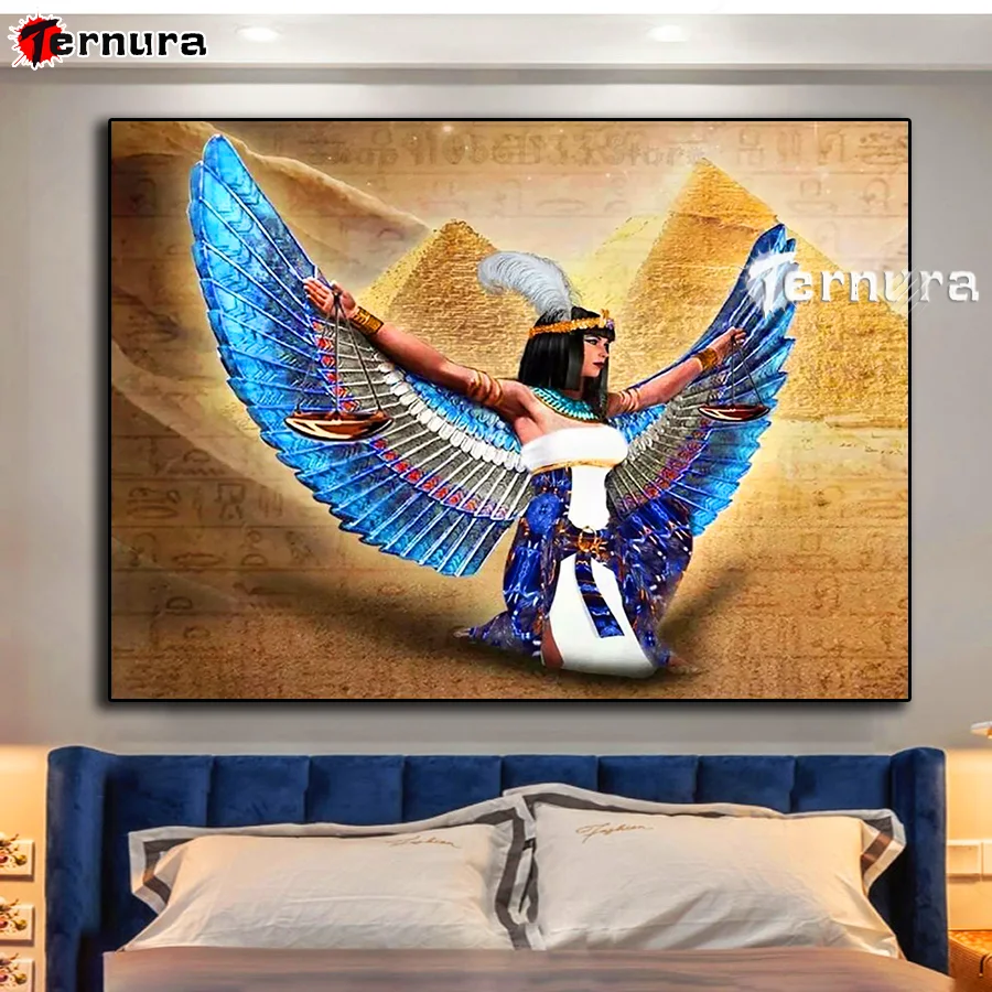 Egyptian woman diamond painting Cleopatra pyramid new diamond embroidery angel wings cross stitch full square Drill libra decor