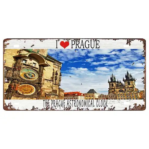 Prague Travel City Car Lisence Vintage Poster Souvenir Metal Sign Retro Plaque For Wall Shop Bar Home Decor 30X15CM  DC-0958A - Image 21