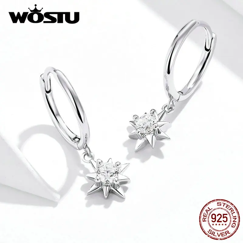 WOSTU Twinkle Sunshine Drop Earrings 925 Sterling Silver For Women Wedding Earrings Dangles Earrings Luxury Jewelry FIE759