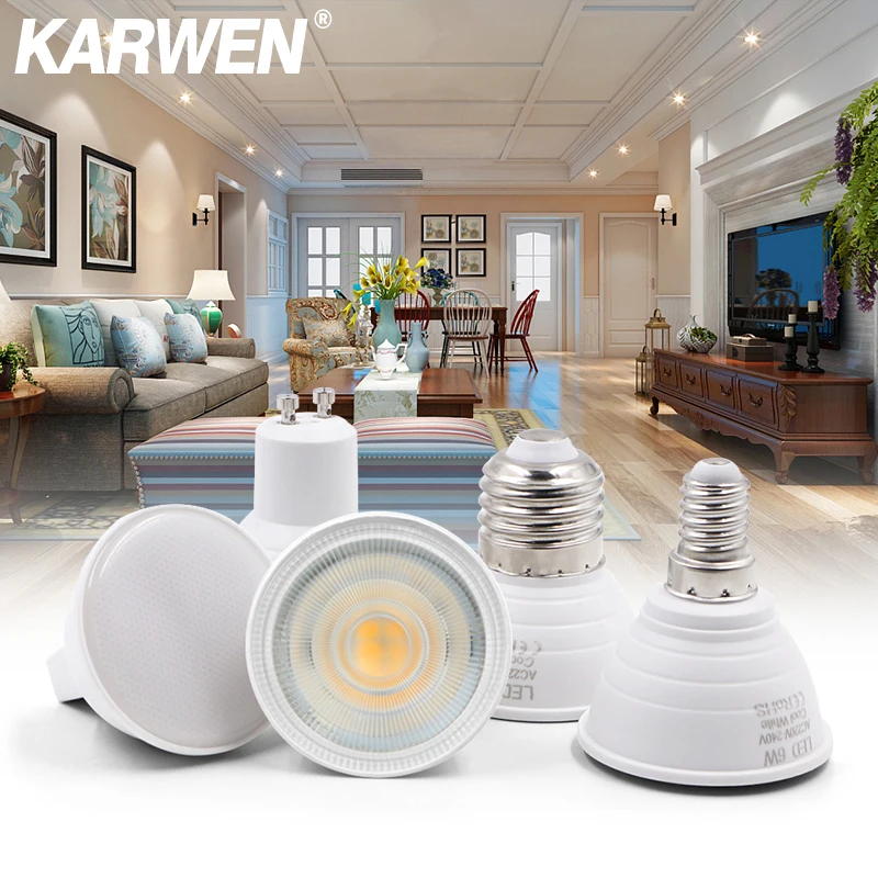 KARWEN Lampada LED Lamp 6W GU10 GU5.3 MR16 E27 E14 LED Bulb 220V Bombillas LED Spotlight Lampara Spot Light for living room