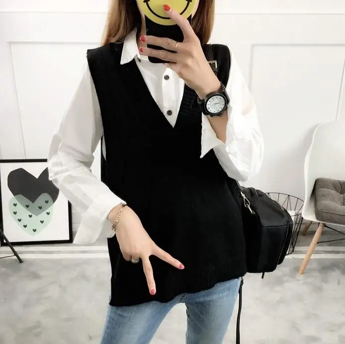 2023 Women Sweater Spring Autumn Wool Vest Sleeveless O-Neck Knitted Vests Long Sections Poullover Vest Female Jumper Pull Femme