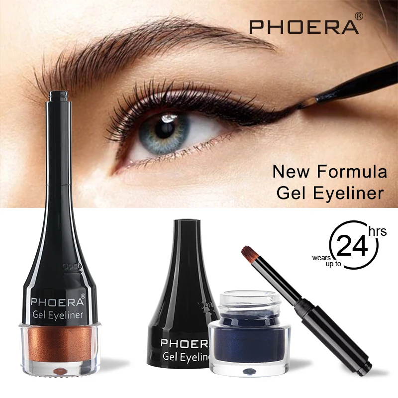 PHOERA 10Colors Eyeliner Gel Matte Long Lasting Waterproof White Gold Purple Eyeliner Pen Cream For Eyeshadow With Brush TSLM1