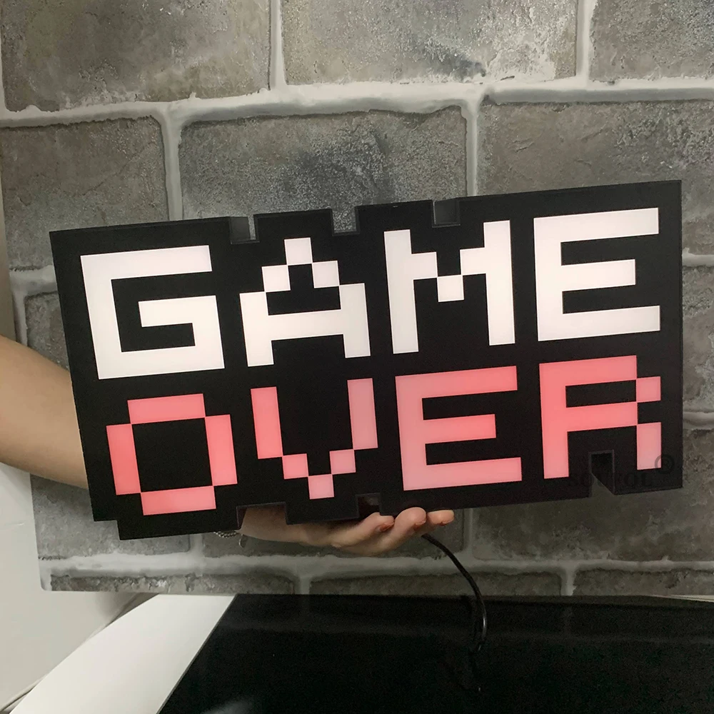 Game Over Voice Control Game Icon Light For PS4 Mood Flash Lamp Acrylic Atmosphere Neon Light Commercial Lighting Decoration