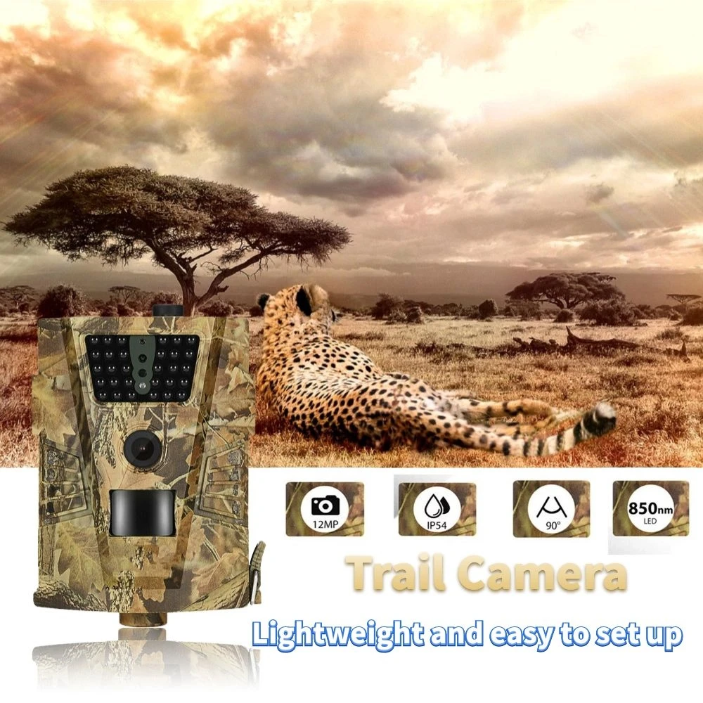 Trail Camera 12MP 1080P Hunting Cameras  850nm IR LED  IP54 Waterproof  Wildlife Photo Traps  Night Vision HT001B