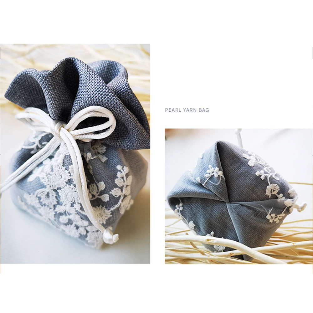 Bolsa de linho com cordão para presente a89