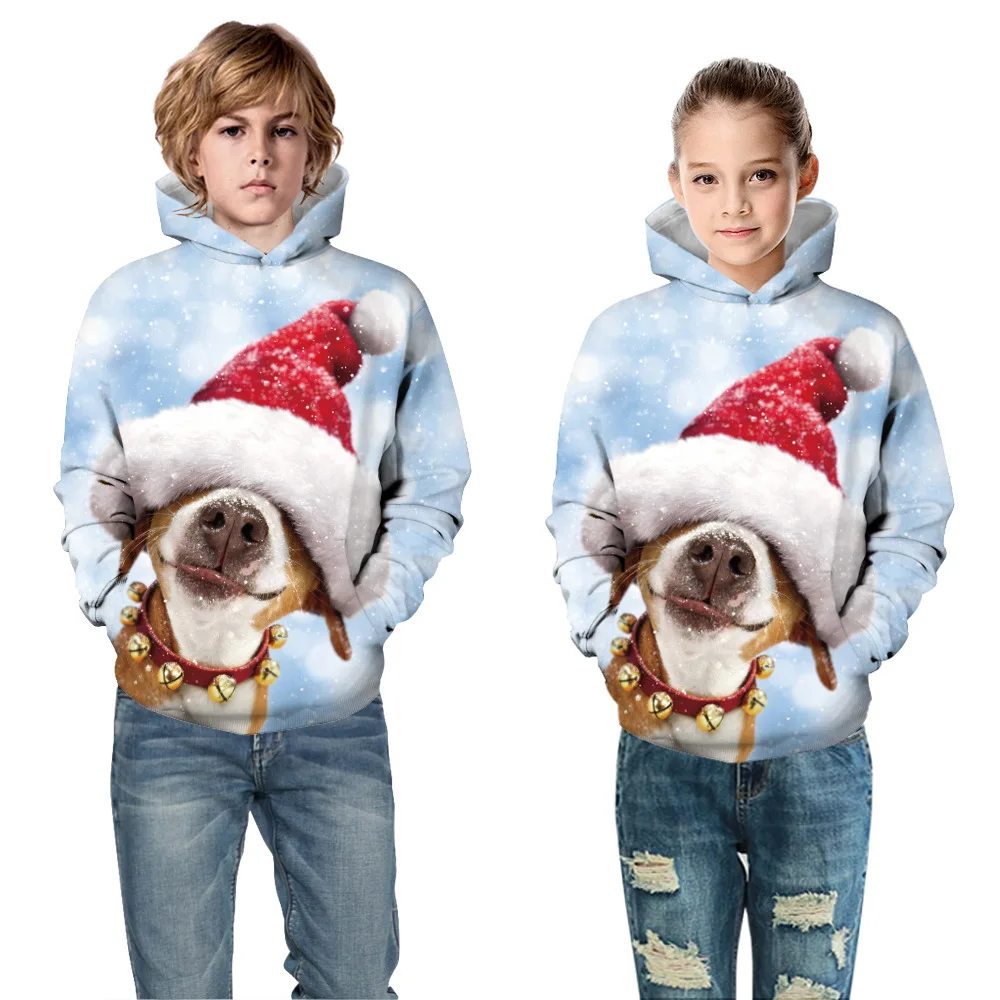 Autumn Winter Children's Hoodies Christmas Coat Kids Sweatshirt Junior Child Teen Hoody Tops Sportwear 5-14y Boy's Hooded Sweats