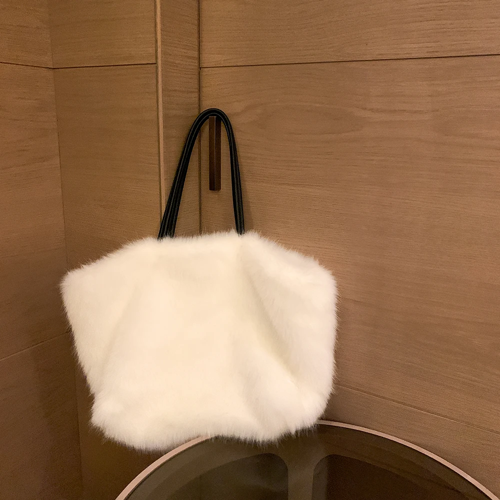 New Women Mink Fur Shoulder Bag Totes Handbag Brand Party Bag Ladies Natural Mink Fur Hand Bags Luxury Designer Evening Bag