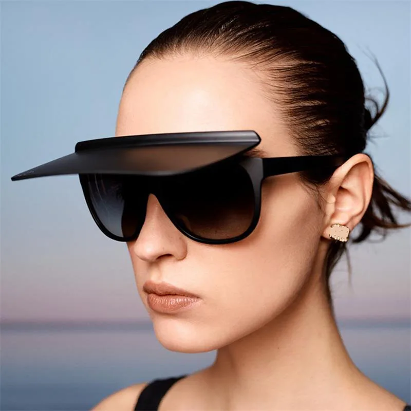 Hat Dual-Use Flip Sunglasses William Chan The Same Style 2021 New Star Trendy Sunglasses European and American Retro Catwalk