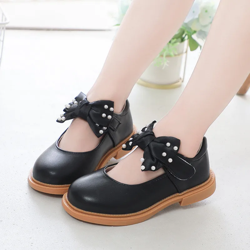 

2021 Autumn New Girls Shoes Kids Black School Leather Shoes For Student Princess Dress Shoes White Black Brown 3 4 5 6 7 8 9-13T