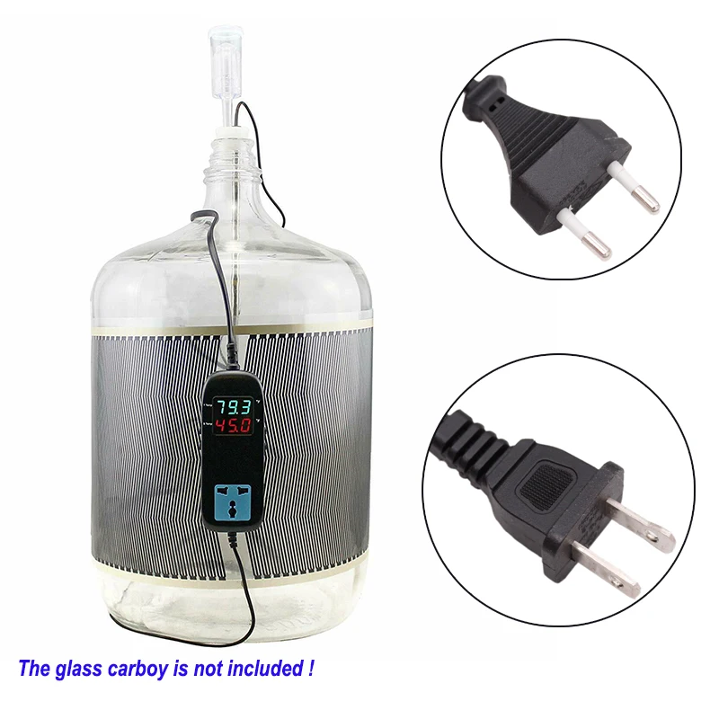 Zestaw do regulacji temperatury szklanego Carboy Kontroler Podgrzewacz do naparów Termostat Homebrew Wtyczka EU/UL