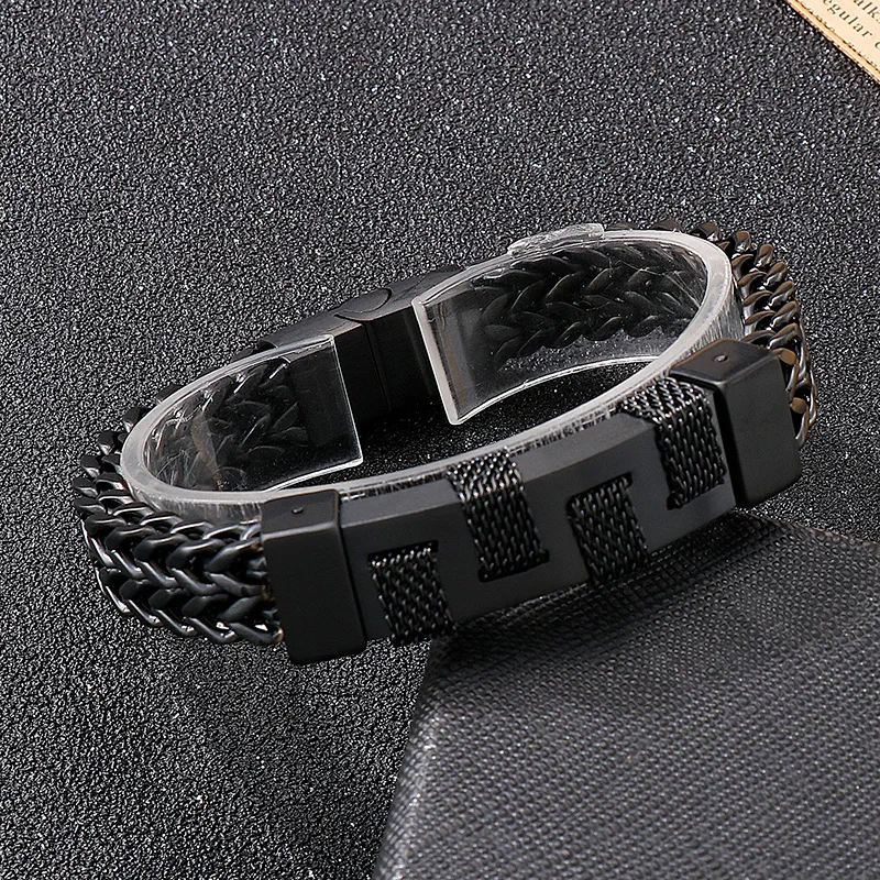 Drei-farbe Trend Edelstahl Nähte herren Armband Design Gefühl Armband Schmuck – Detail 6