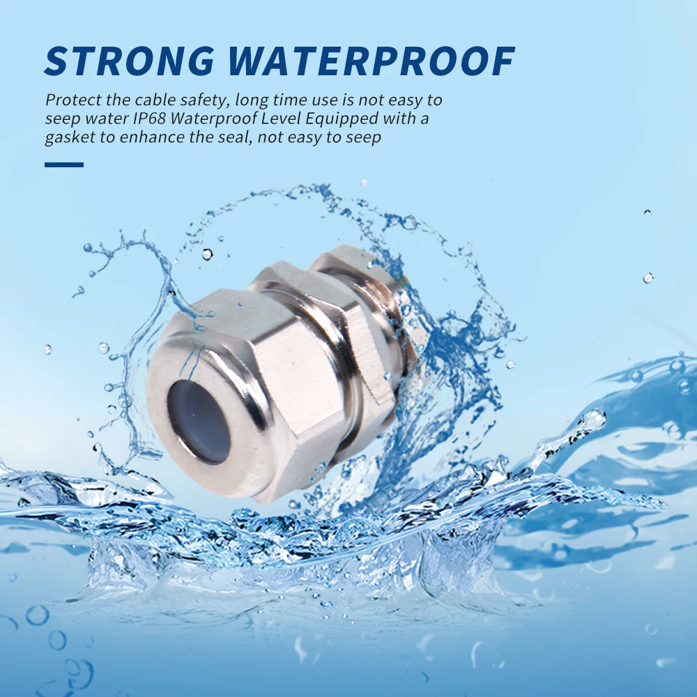 1PC Silicone Sealing Brass Cable Gland Use For Lamp M8 Metal Joint M12 Nickle Plated High Temperature Resistance Brass Gland PG7
