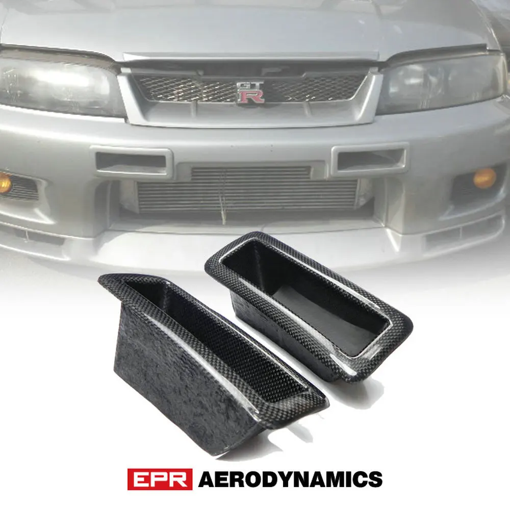 For Nissan R33 Skyline GTR NIS Style Carbon Fiber Black Glossy Finished Front Bumper Vents accessories Exterior Body kit