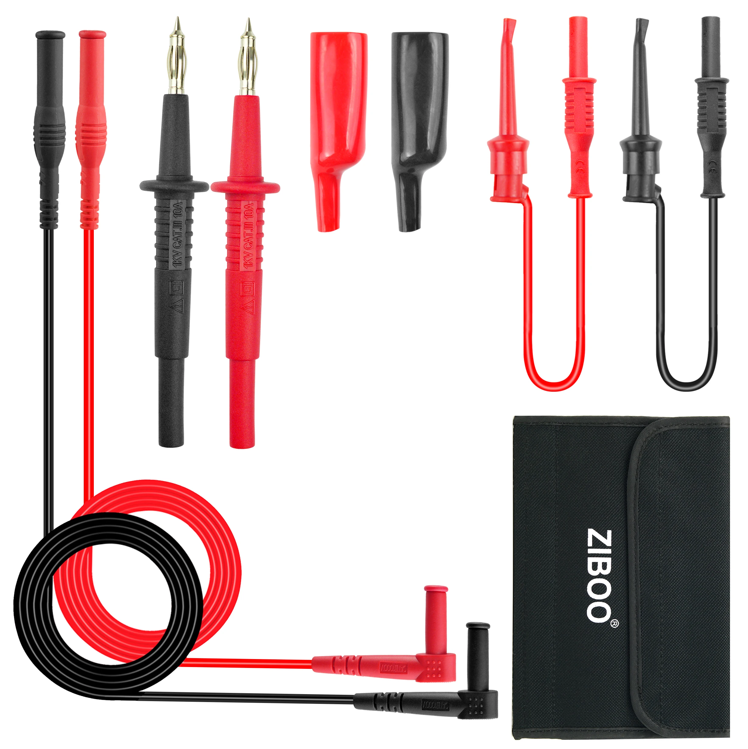 ZIBOO TL809 Alligator Clips Shrouded Banana Plugs+ Modular Heavy Duty Test Probe Handles Leads for Multimeter,Etc。